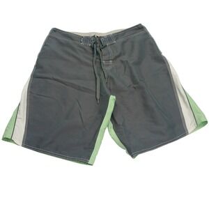 RSSURF‎ Board Shorts 34 Grey Green Colorblock Surf Swim Trunks Beachwear